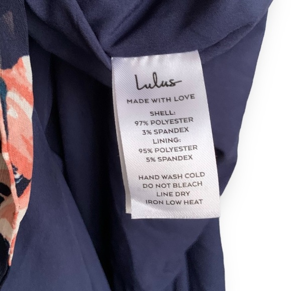 Lulu's Floral Midi Dress in Navy and Pink - Picture 13 of 16